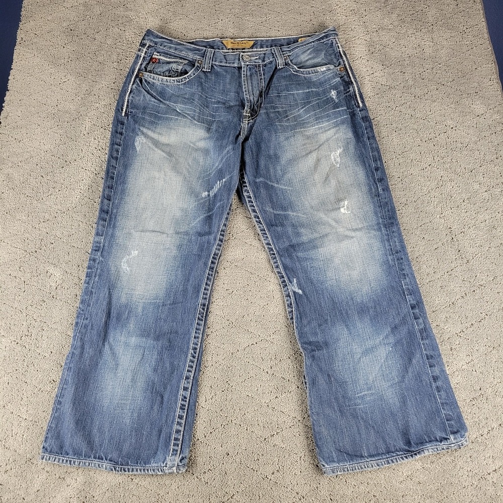 Big Star Jeans Mens 38 Blue Voyager Loose Faded Honeycomb Whisker Streetwear